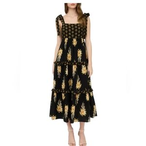 AUGUST SKY Floral Bow Strap Maxi Dress... Size Large